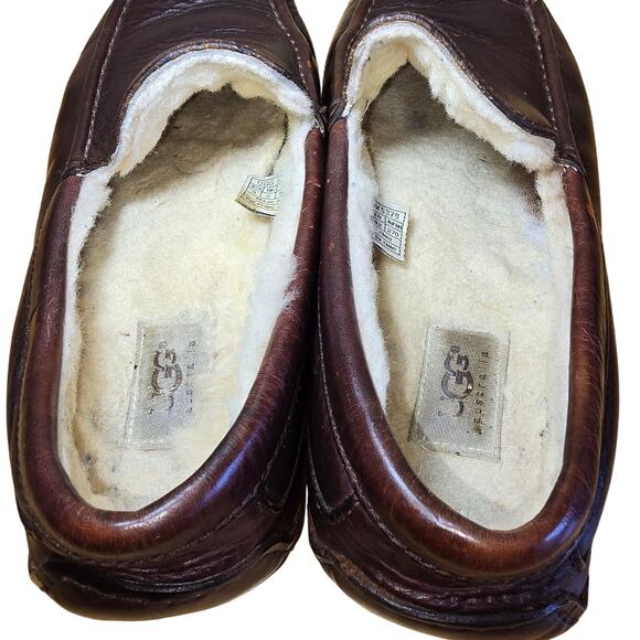 Ugg Men\'s Slippers Size 9 Dark Brown Leather F19018E Ascot
Shearling Lined main image 6